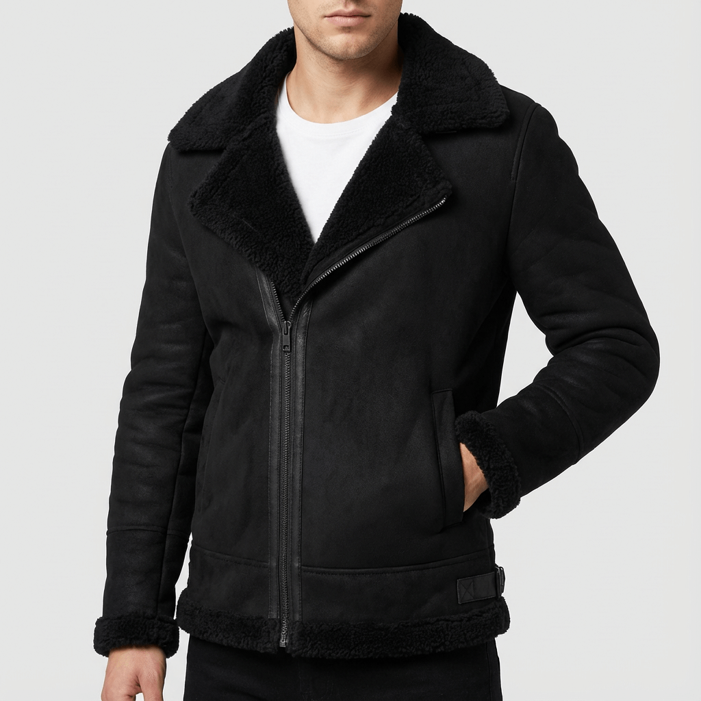 CH | Shearling winterjas met bontkraag