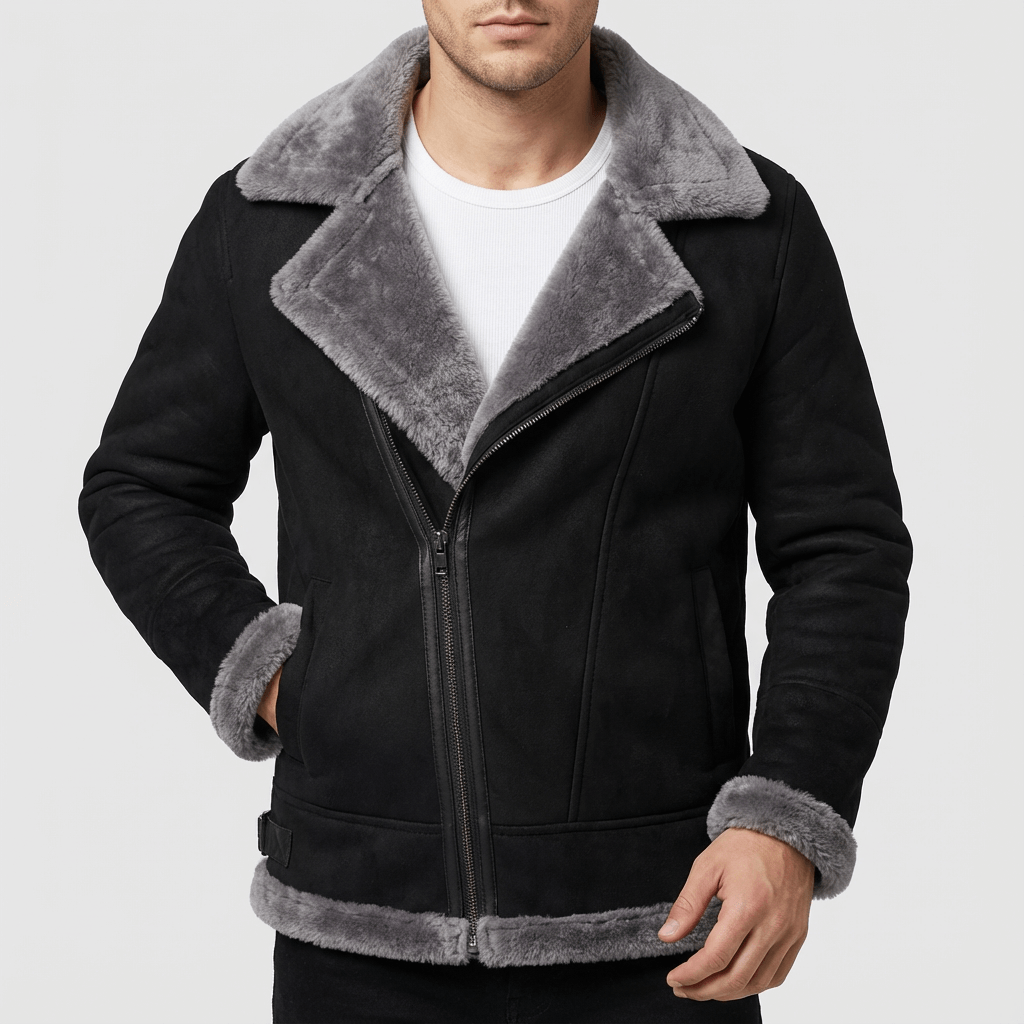 CH | Shearling winterjas met bontkraag